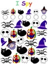 Amusing halloween I spy game for kids stock vector illustration